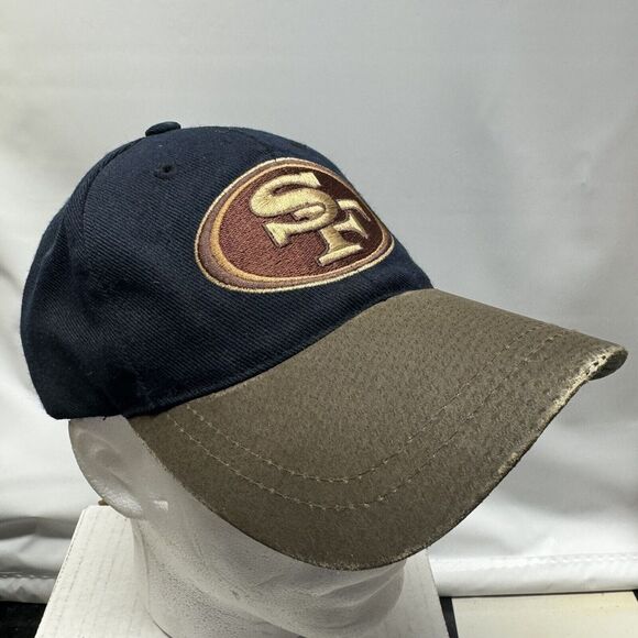San Francisco 49ers Hat Cap Adjustable Leather Bill NFL Distressed Football - Picture 9 of 13